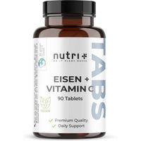 Produktbild von nutri+ Eisen Tabletten mit Vitamin C 50 mg 90 Stück vegan glutenfrei ohne Zusatzstoffe