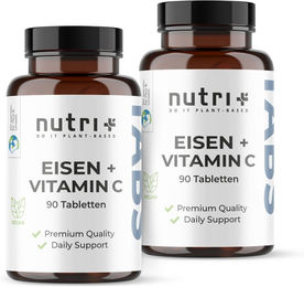 nutri+ Eisen Tabletten mit Vitamin C 50 mg vegan und glutenfrei 180 Stück – Bild 1 von 1