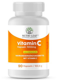 NUTRI-LEAF Vitamin C Ascorbinsäure 1000 mg Kapseln Vegan 90 Stück – Bild 1 von 3