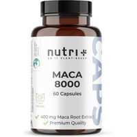 Produktbild von nutri+ Maca Kapseln vegan glutenfrei und laktosefrei ohne Zusatzstoffe 60 Stück