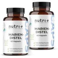 Produktbild von nutri+ Mariendistel Kapseln mit Artischocke und Löwenzahn vegan glutenfrei ohne Zusatzstoffe 60 Stück