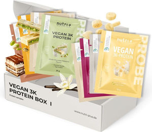nutri+ Probenbox 3K Protein Mehrkomponenten Vegan Laktosefrei Pulver – Bild 1 von 2