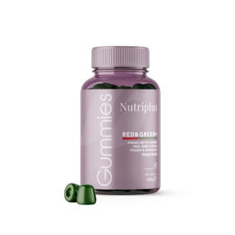 Nutri+ Red & Green Mix Gummies 60 Stück – Vegane Superfood-Mischung mit Vitaminen und Mineralstoffen, zuckerfrei und gelatinefrei – Bild 1 von 1