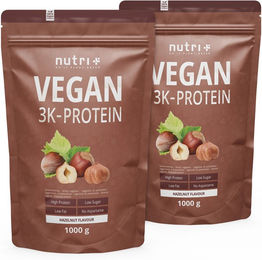 nutri+ Veganes Mehrkomponenten Proteinpulver 3K laktosefrei und ohne Zusatzstoffe – Bild 1 von 2