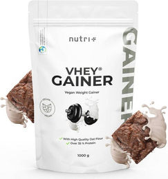 nutri+ Vhey Weight Gainer Vegan Schokolade 1000 g Pulver zuckerfrei laktosefrei – Bild 1 von 5