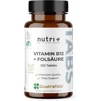Produktbild von nutri+ Vitamin B12 und Folsäure Tabletten vegan laktosefrei ohne Zusatzstoffe für Schwangere und Stillende 365 Stück
