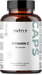 nutri+ Vitamin C Kapseln mit Calciumascorbat vegan und ohne Zusatzstoffe für Sportler – Bild 1 von 1
