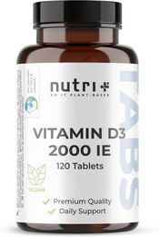nutri+ Vitamin D3 2000 IE Tabletten vegan ohne Zusatzstoffe für Erwachsene und Senioren 120 Stück – Bild 1 von 1