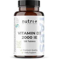 Produktbild von nutri+ Vitamin D3 2000 IE Tabletten vegan ohne Zusatzstoffe für Erwachsene und Senioren 120 Stück