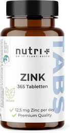 nutri+ Zink Bisglycinat Tabletten 25 mg vegan glutenfrei ohne Zusatzstoffe für Sportler – Bild 1 von 2