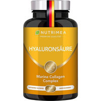 Produktbild von Nutrimea Hyaluronsäure Kapseln mit marinem Kollagen, Vitamin C und Vitamin A, hochdosiert
