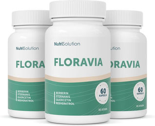 NutriSolution Floravia Kapseln mit Resveratrol, Zink, Vitamin B3, Vitamin D3, Berberin, Quercetin und Inulin vegan und glutenfrei 180 Kapseln – Bild 1 von 1