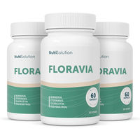 Produktbild von NutriSolution Floravia Kapseln mit Resveratrol, Zink, Vitamin B3, Vitamin D3, Berberin, Quercetin und Inulin vegan und glutenfrei 180 Kapseln