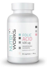 NutriWorks Folsäure 400 µg Kapseln ohne Zusatzstoffe für Schwangere, Stillende und Sportler – Bild 1 von 1
