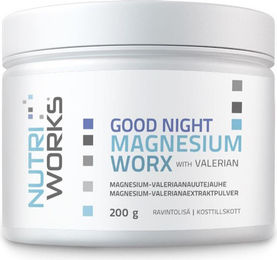 NutriWorks Gute Nacht Magnesium Bisglycinat mit Baldrian und Anti-Stress-Komplex Pulver zuckerfrei 200 g – Bild 1 von 1