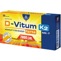 Produktbild von Oleofarm D-Vitum forte Vitamin D3 2000 IE und Vitamin K2 MK-7 75 mcg Kapseln für Erwachsene 36 Kapseln