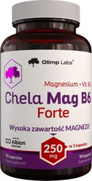Olimp Chela Mag B6 Forte Magnesium Bisglycinat 250 mg Vitamin B6 90 Kapseln für Sportler – Bild 1 von 1