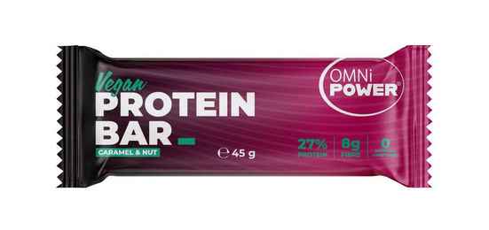 OMNi-POWER Vegan Protein Riegel Caramel & Nut glutenfrei laktosefrei 45 g – Bild 1 von 1