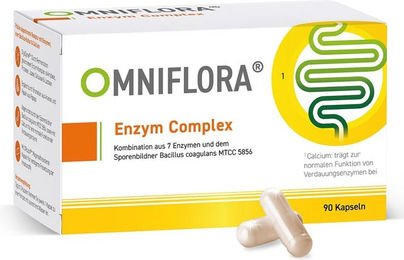 Omniflora Enzym Complex mit 7 Enzymen und Bacillus coagulans Kapseln glutenfrei und ohne Zusatzstoffe 90 Stück – Bild 1 von 1