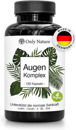 Only Nature Augenvitamine mit Lutein, Zeaxanthin, Beta Carotin, Vitamin B2, Vitamin A und Zink, vegane Kapseln, ohne Zusatzstoffe – Bild 1 von 4