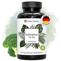 Only Nature Brokkoli Kapseln - 6 mg Sulforaphan - 120 Kapseln - vegan, glutenfrei, laktosefrei und ohne Gelatine – Bild 1 von 6