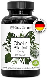 Only Nature Cholin Bitartrate hochdosiert 700 mg Kapseln 120 Stück laborgeprüft – Bild 1 von 3