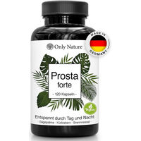 Produktbild von Only Nature Prosta Kapseln mit Kürbiskernextrakt, Sägepalme, Brennnessel und Vitamin E, hochdosiert, glutenfrei und laktosefrei, 120 Kapseln