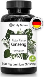 Only Nature Roter Panax Ginseng 600 mg mit 120 mg Ginsenoside Kapseln 120 Stück vegan glutenfrei laktosefrei – Bild 1 von 6
