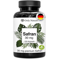 Produktbild von Only Nature Safran Kapseln mit Affron Safran Extrakt 10:1 vegan und ohne Zusatzstoffe