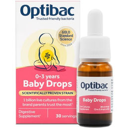 OptiBac Probiotika Tropfen für Säuglinge und Kinder 1 Mrd. Bakterienkulturen vegan glutenfrei zuckerfrei 10 ml – Bild 1 von 3