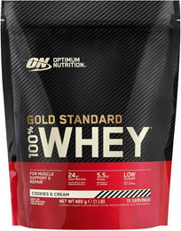 Optimum Nutrition Gold Standard 100% Whey Pulver Cookies & Cream 480 g zuckerarm – Bild 1 von 2