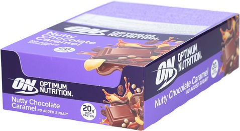 Optimum Nutrition Proteinriegel Nutty Chocolate Caramel zuckerfrei vegetarisch – Bild 1 von 2