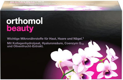 Orthomol Beauty für Frauen mit Hyaluronsäure, Kollagen und Coenzym Q10 Trinkampullen Nachfüllpackung 30 Stück – Bild 1 von 3