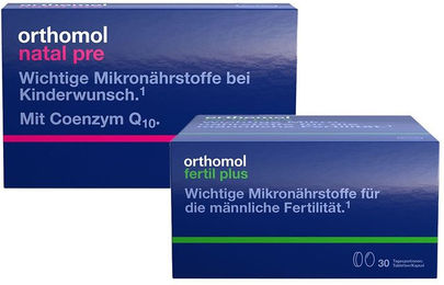 Orthomol Fertil plus und Orthomol Natal pre Kapseln laktosefrei und glutenfrei für Frauen, Männer, Schwangere und Stillende – Bild 1 von 1
