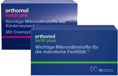 Orthomol Fertil plus und Orthomol Natal pre Kapseln Set für Frauen, Männer, Schwangere und Stillende laktosefrei und glutenfrei 180 Kapseln – Bild 1 von 1