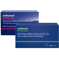 Produktbild von Orthomol Fertil plus und Orthomol Natal pre Kapseln Set für Frauen, Männer, Schwangere und Stillende laktosefrei und glutenfrei 180 Kapseln