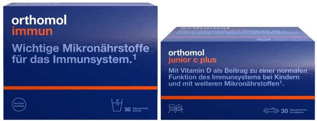 Orthomol Immun Granulat und Orthomol junior C plus Mandarine Pulver für Kinder – Bild 1 von 1
