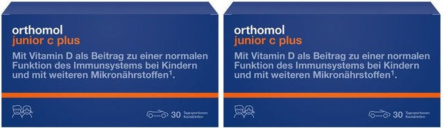 Orthomol junior C plus Lutschtabletten für Kinder mit Vitamin C Mandarine-Orangen-Geschmack 60 Stück – Bild 1 von 1