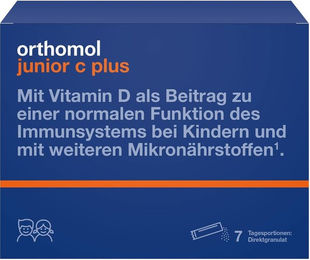 Orthomol Junior C plus Pulver für Kinder Himbeere Limette 7 Stück – Bild 1 von 2