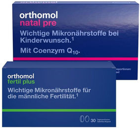 Orthomol Natal pre Kapseln und Orthomol Fertil plus Tabletten für Frauen und Männer bei Kinderwunsch – Bild 1 von 1
