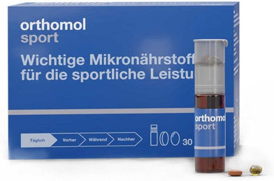 Orthomol Sport Mikronährstoffe für Sportler mit Magnesium, Vitamin D und B12 in der Kombination aus Trinkampullen, Tabletten und Kapseln mit Orange, glutenfrei und laktosefrei, 30 Stück – Bild 1 von 4