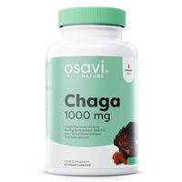 Produktbild von Osavi Chaga Kapseln mit 1000 mg Chaga-Fruchtkörper-Extrakt, 60 vegane Kapseln, hochdosiert und ohne Zusatzstoffe