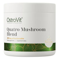 Produktbild von OstroVit Quatro Mushroom Blend Pulver mit Reishi, Cordyceps, Chaga und Löwenmähne, vegan und ohne Zusatzstoffe, 100 g