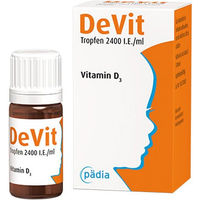 Produktbild von Pädia DeVit Vitamin D3 Tropfen 2400 I.E./ml 10 ml für Säuglinge Kinder und Erwachsene
