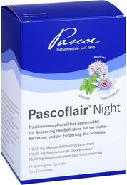 Pascoe Pascoflair Night überzogene Tabletten mit Baldrian, Melisse und Passionsblume, 90 Stück, laktosefrei, glutenfrei, ohne Gelatine – Bild 1 von 3
