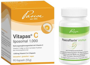 Pascoe Vitapas C liposomal 1000 und Pascoflorin immun Kapseln vegan laktosefrei glutenfrei – Bild 1 von 1
