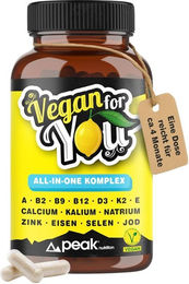 Peak Nutrition Vegan for You Multivitamin All-in-One Kapseln für Erwachsene vegan glutenfrei laktosefrei ohne Gelatine 120 Stück – Bild 1 von 1