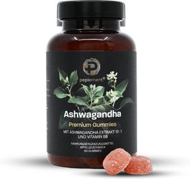 peplement Ashwagandha Gummies mit Vitamin B6 Apfelgeschmack vegan und zuckerfrei 60 Stück – Bild 1 von 5