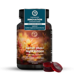 Peplement Safran plus+ Night Edition Gummis mit Safranextrakt, Kamillenextrakt, Zitronenmelissenextrakt, Zink und Vitamin B6, vegan und zuckerfrei, 60 Stück – Bild 1 von 6