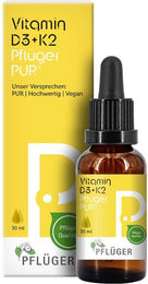 Pflüger PUR Vitamin D3 + K2 Tropfen 500 I.E. / 25 µg vegan glutenfrei laktosefrei ohne Zusatzstoffe – Bild 1 von 1